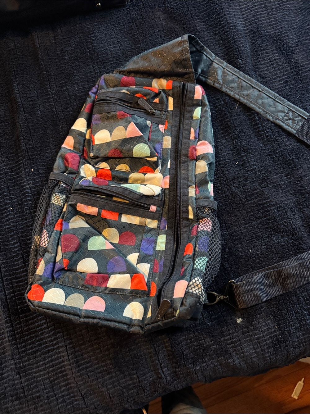 thirty-one Black Crossbody Sling with Multicolor Semi-Circle Print